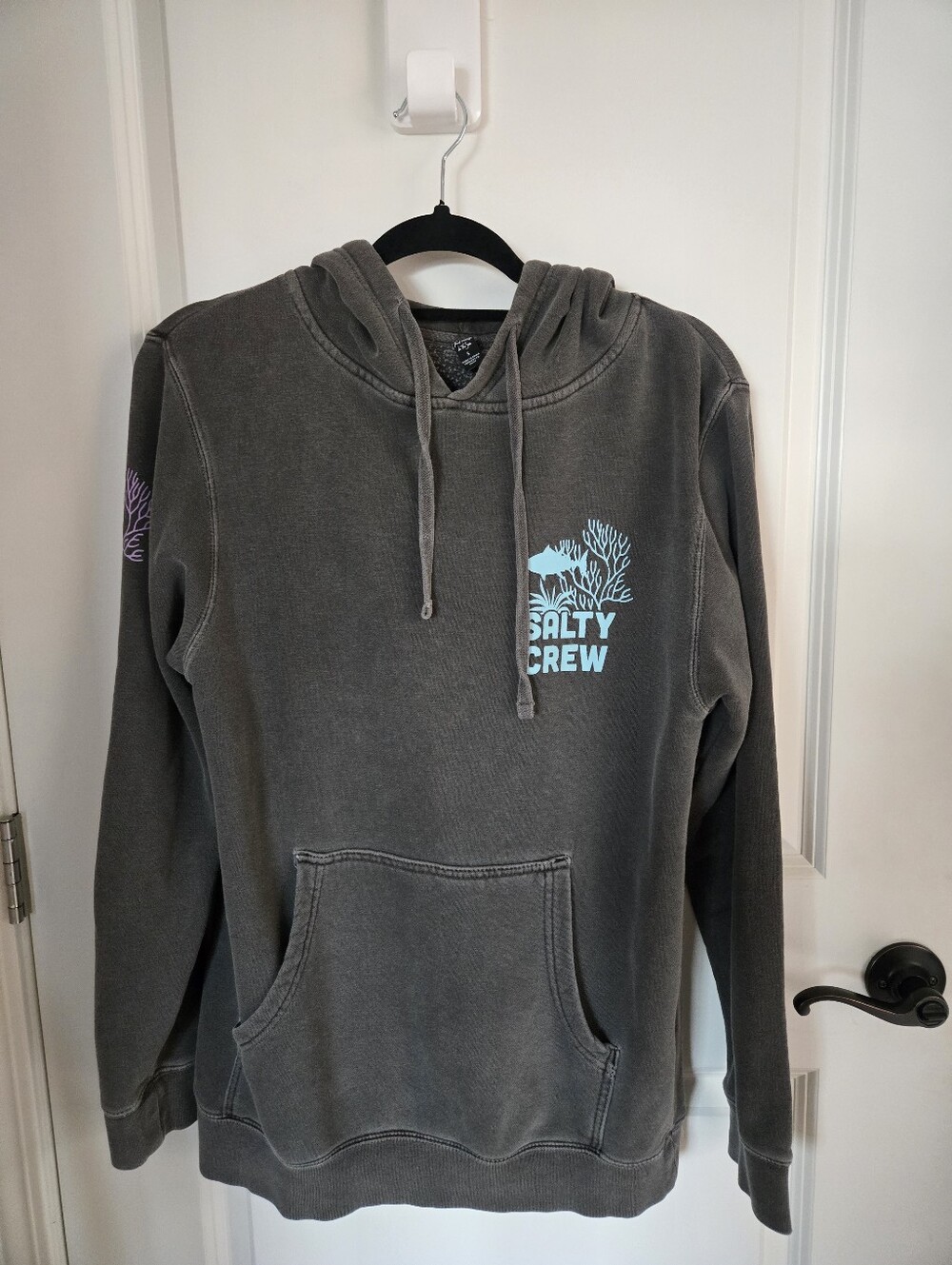 Salty Crew Gray Pullover Hoodie with Drawcords